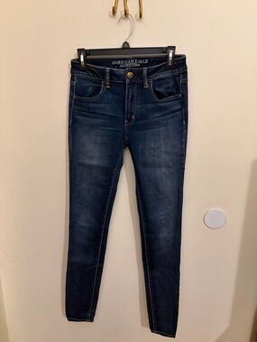 American Eagle Outfitters Navy Wash Skinny Jeans for Women